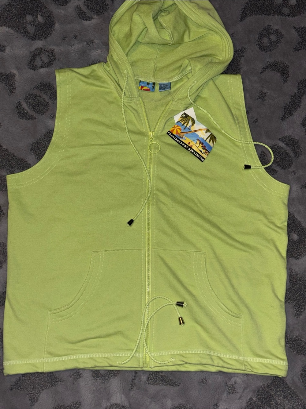 Womens Lightweight Lime Green Hooded Sleeveless Zip vest NWT